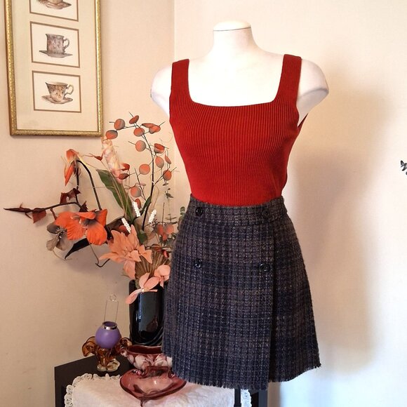 NWOT MEXX Black Brown Lined Mini High Waist Short Skirt - Picture 8 of 10